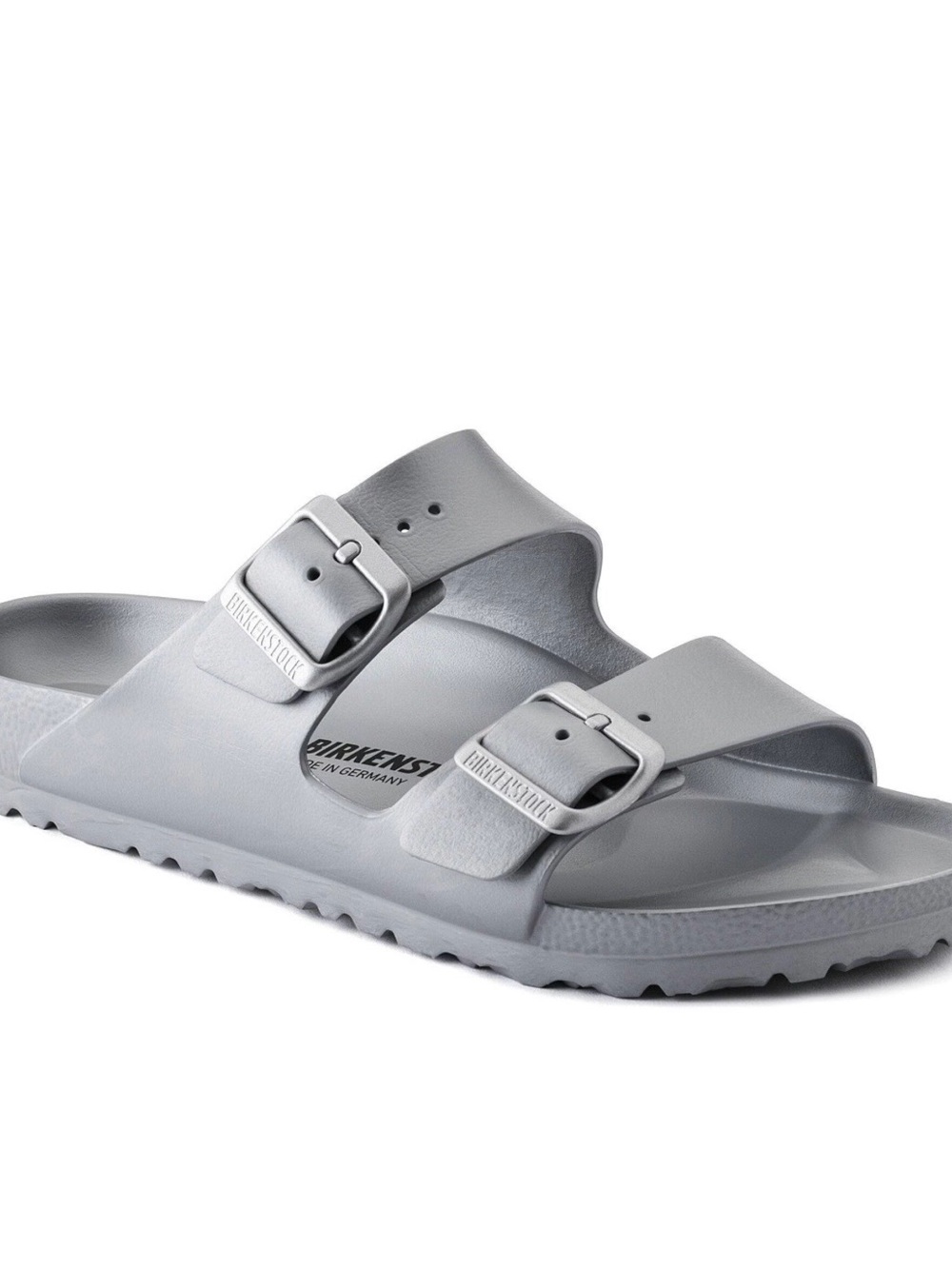 Birkenstock Arizona EVA Slide Sandal in Metallic Silver - Size 39